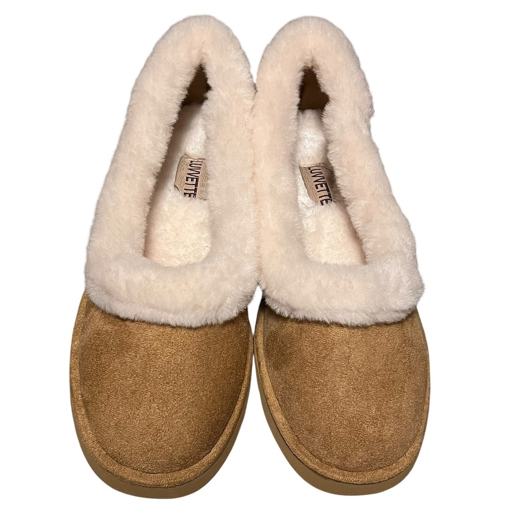 La Rosa Brown Suede Faux Fur Lined Slippers KF1104-1 Size 41 NEW‎ - Picture 4 of 16